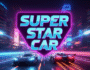Futuristic racing game 'Super Star Car' title in neon lights, dynamic cityscape, high-speed action, vibrant arcade racing, virtual car racing, best racing game, fast cars, gaming visuals.