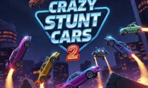 Crazy Stunt Cars 2 game, high-octane racing, extreme car stunts, arcade driving game, customizable vehicles, multiplayer car action