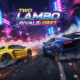 Two high-performance Lamborghinis drifting in a neon-lit city at night, showcasing intense racing action. This image is perfect for drift racing game visuals, car game art, fast car backgrounds, and gaming headers.