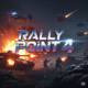 Rally Point 4 off‐road racing car drifting through a sandy desert track with nitro boost activated
