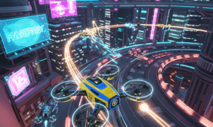 Immersive Dronner 3D flight simulator, detailed 3D graphics