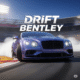 Blue Bentley Continental GT executing a high-speed drift on a racetrack with billowing tire smoke – perfect for Drift Bentley fans.”