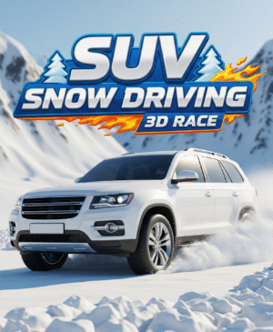 Blue SUV drifting on an icy mountain trail in SUV Snow Driving 3D Race winter off‑road simulator