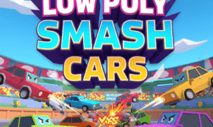 Arcade style demolition derby game art for "Low Poly Smash Cars.
