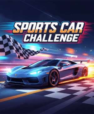 Red supercar drifting on a neon-lit circuit in Sports Car Challenge racing game