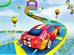 Red off‑road vehicle launching off a watery ramp in Water Surfer Car Stunt, performing a mid‑air flip over crystal‑blue waves in this high‑octane car stunt game.