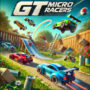 “GT Micro Racers game screenshot showing miniature cars drifting around a neon-lit city track with nitro boost trails and dynamic speed effects”
