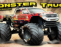 Monster truck jumping over obstacles in Monster Truck Beginning game